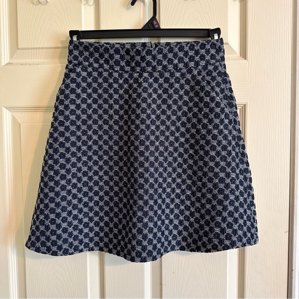 Ann Taylor Navy and White Mini Skirt
